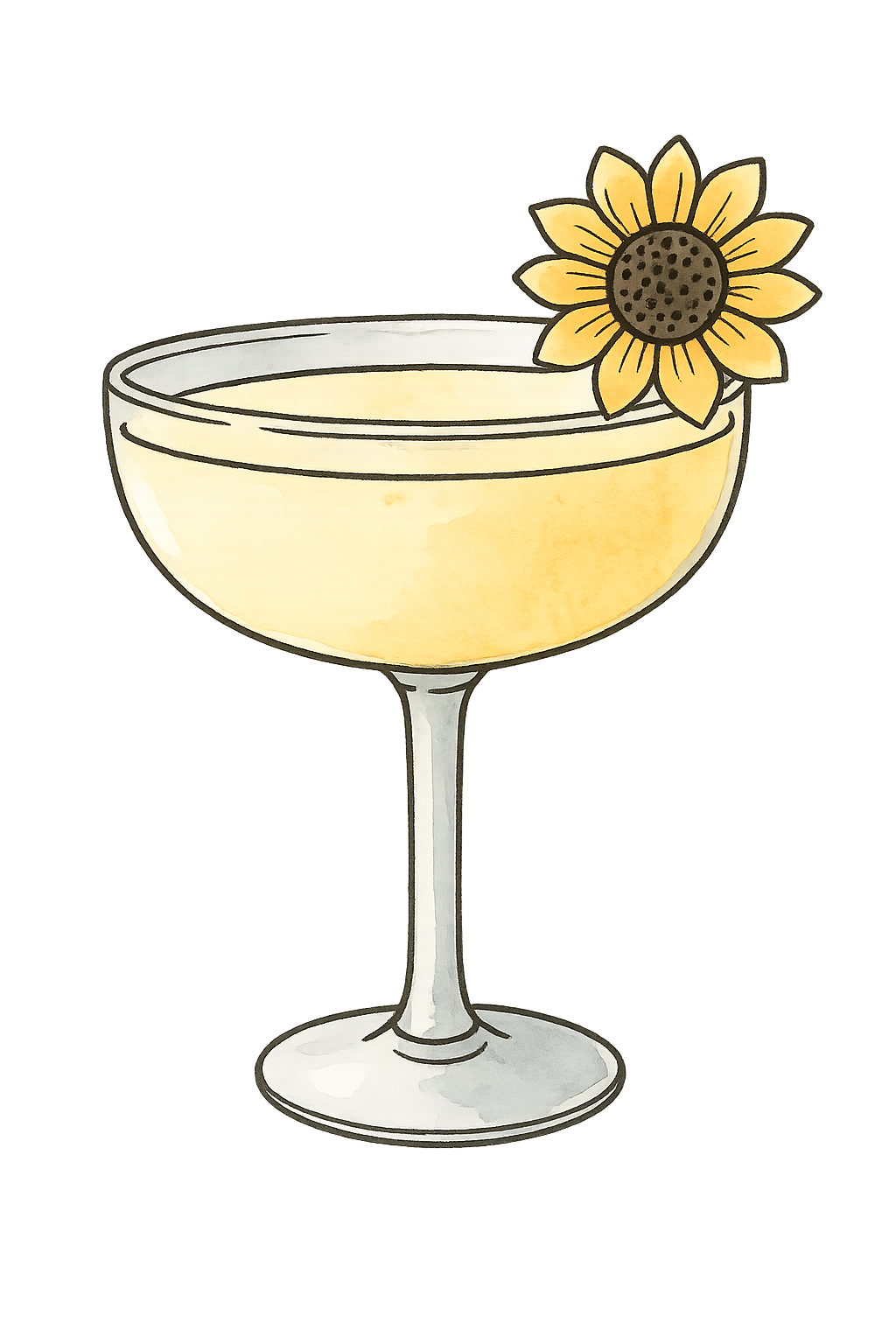 Sunflower cocktail illustration